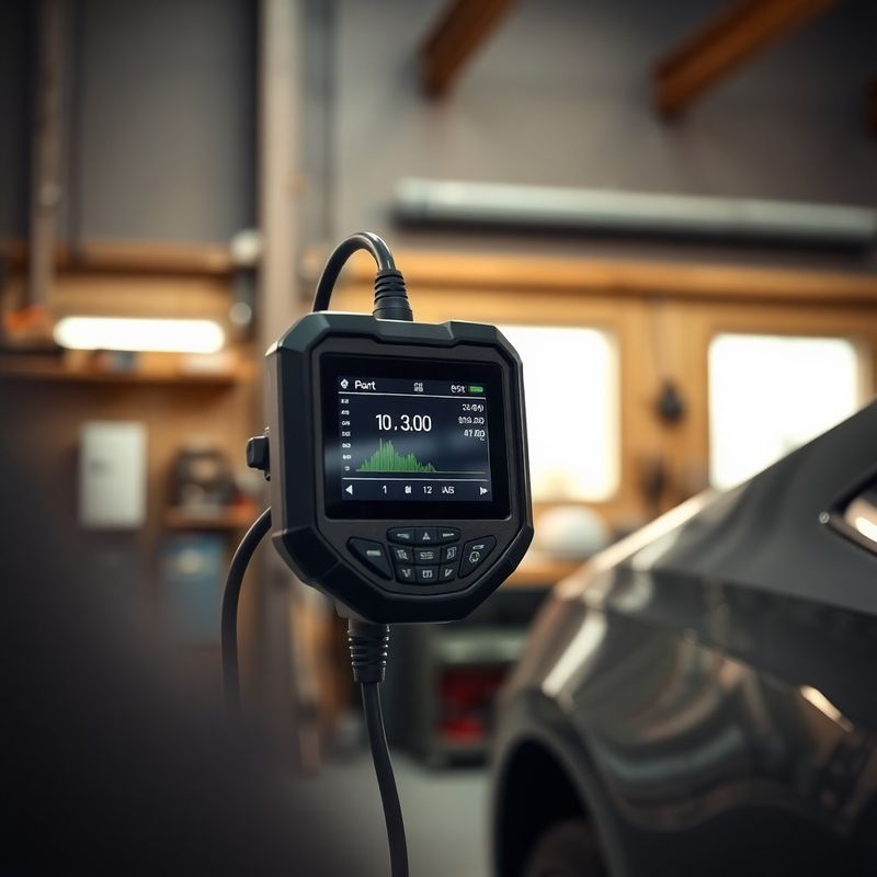 OBD-Diagnosegerät am Fahrzeug angeschlossen